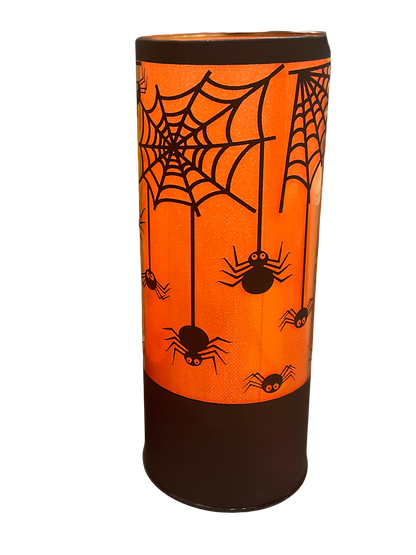 LED Glitter Spider Web Pillar Light