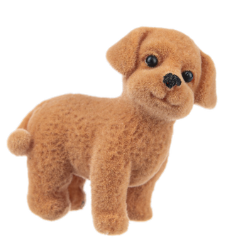 Flocked Miniature Dog Figurine