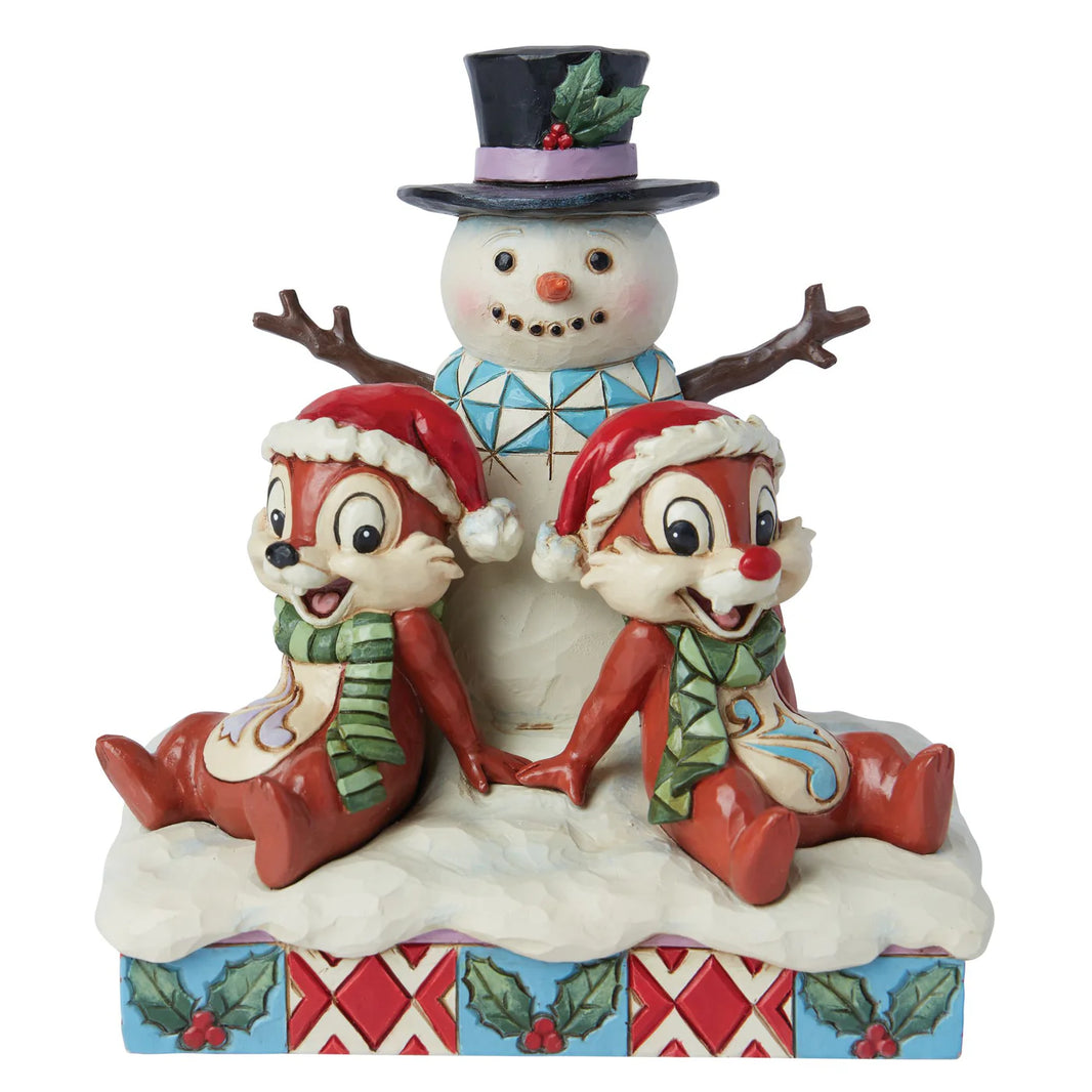 Chip and Dale with Snowman | Jim Shore | Disney