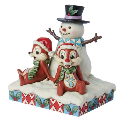 Chip and Dale with Snowman | Jim Shore | Disney