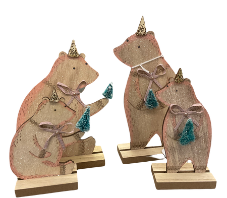 Wooden Bear Family with Trees - Set of 4 | One Hundred 80 Degrees