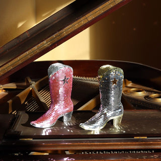Large Disco Cowboy Boot - Silver