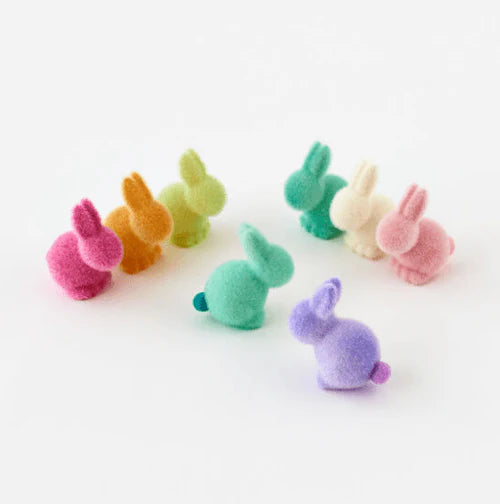 Flocked Pastel Seated Bunny w/ Pom  Pom Tail | 3.5" Figure