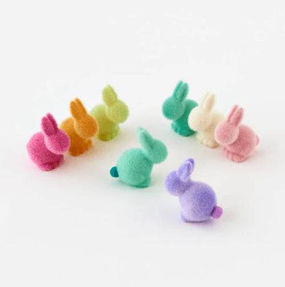 Flocked Pastel Seated Bunny w/ Pom  Pom Tail | 3.5" Figure