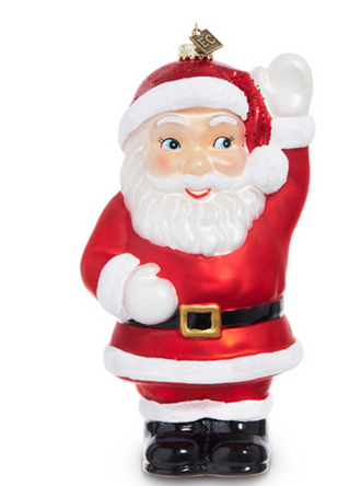 Eric Cortina 3.5" or 8" Waving Santa Blow Mold Glass Christmas Ornament