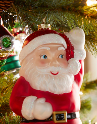Eric Cortina 3.5" or 8" Waving Santa Blow Mold Glass Christmas Ornament