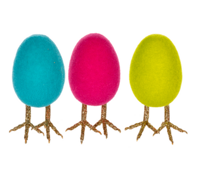Furry Egg Figurine with Glitter Legs
