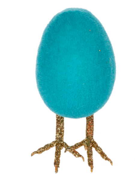 Furry Egg Figurine with Glitter Legs
