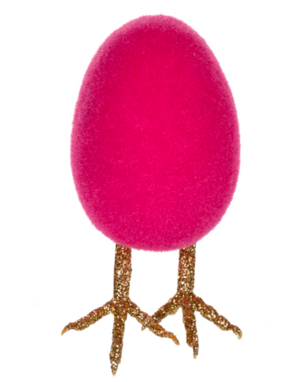 Furry Egg Figurine with Glitter Legs