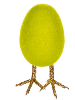 Furry Egg Figurine with Glitter Legs