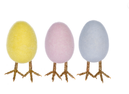 Furry Egg Figurine with Glitter Legs