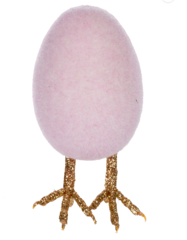 Furry Egg Figurine with Glitter Legs