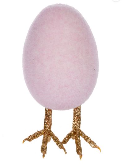 Furry Egg Figurine with Glitter Legs