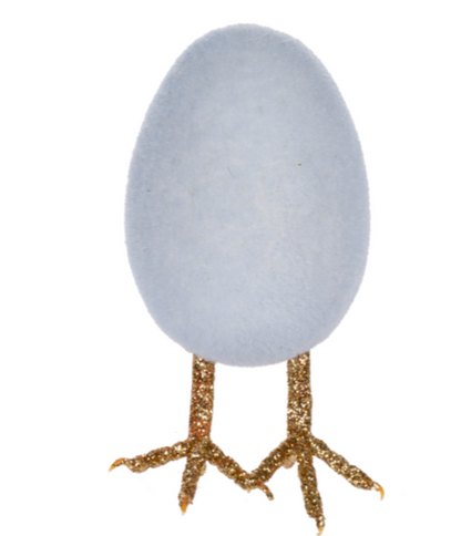 Furry Egg Figurine with Glitter Legs