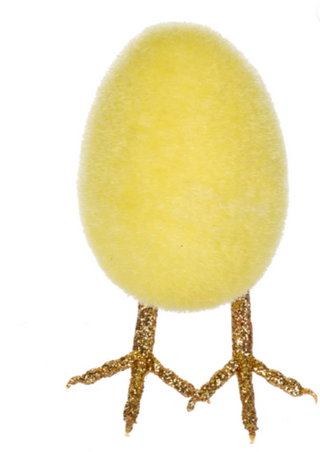 Furry Egg Figurine with Glitter Legs