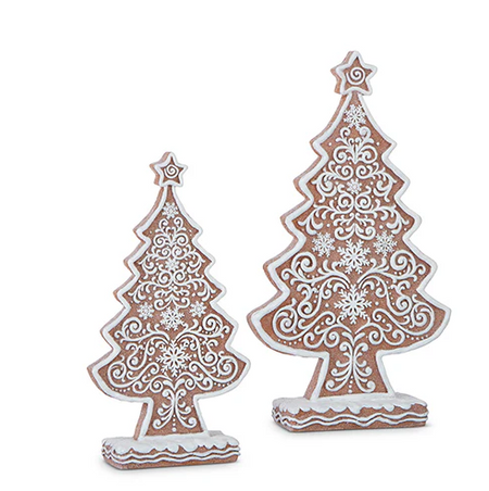 Frosted Gingerbread Trees 16" and 20" (Set of 2)