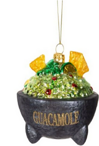 Guacamole Bowl With Chips Glass Ornament
