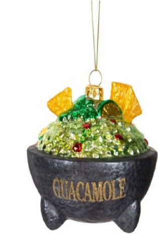 Guacamole Bowl With Chips Glass Ornament