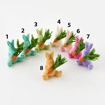 Small Flocked Bunny with Carrot