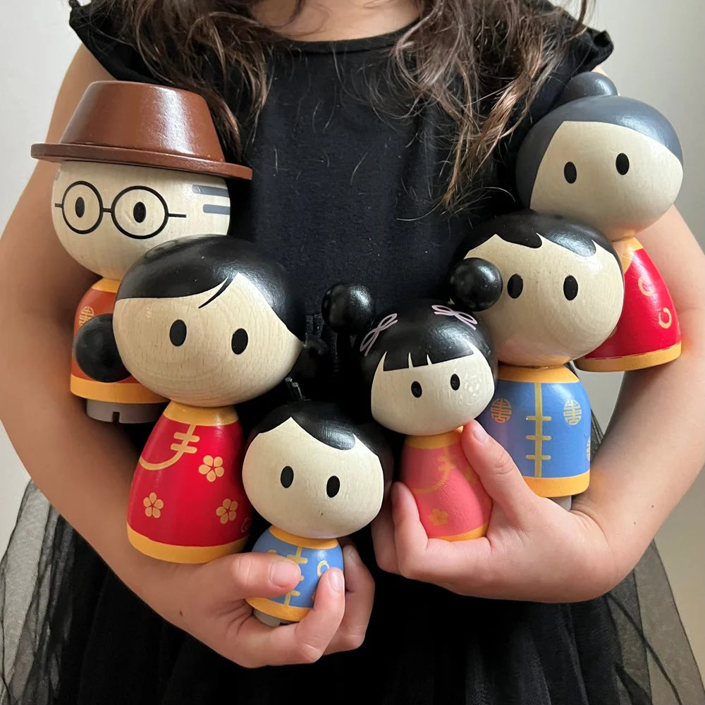 Wooden Asian Family Set