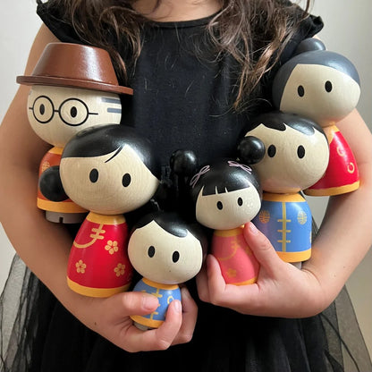 Wooden Asian Family Set