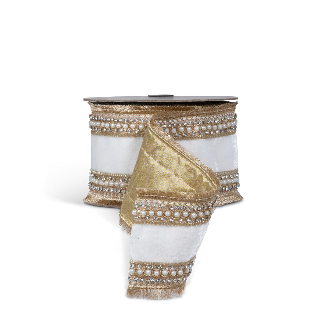 Pearl Fringe Flapper VElvet Ribbon, 5 Yard Bolt