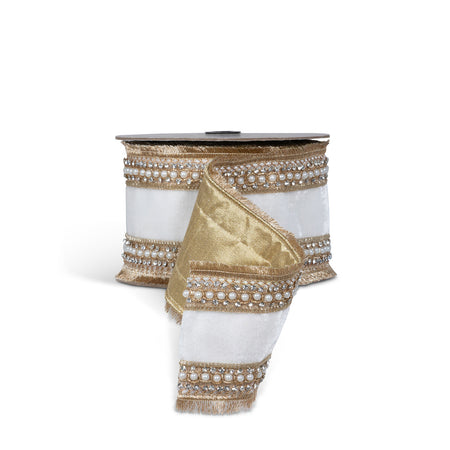 Pearl Fringe Flapper VElvet Ribbon, 5 Yard Bolt
