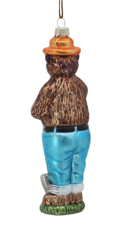 Camping Smokey Bear Glass Ornament | Cody Foster