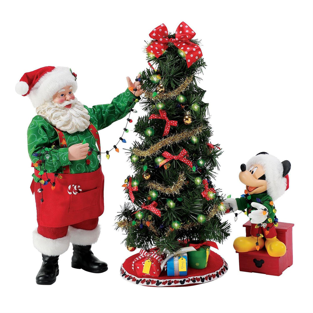 Disney Santa and Mickey Teamwork Figurine
