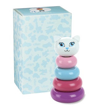Wooden Kitty Stacking Game