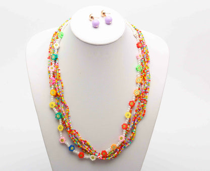 Flower Beaded Necklace Set