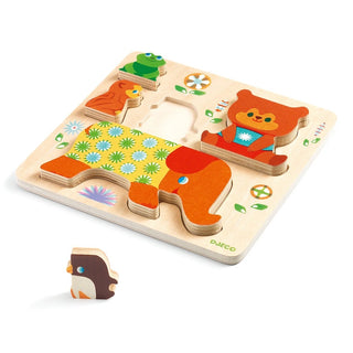 Woodypile 5 Piece Wooden Animal Puzzle | Djeco