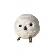 10” Chenille White Large Owl Ornament