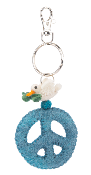 Wool Peace Key Fobs | Dove with Peace Sign