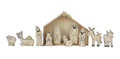 Wood Grain Nativity Set (12 pc.)