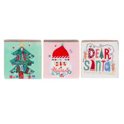 Whimsy Joyful Holiday Wooden Message Block