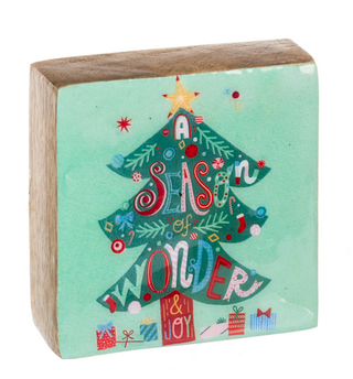 Whimsy Joyful Holiday Wooden Message Block