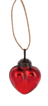 Glass Red Heart | Ornament | 2" Vintage Style