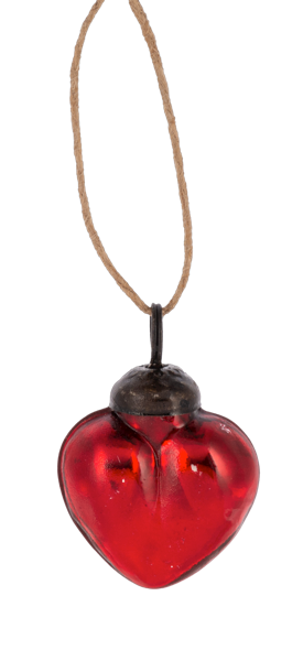 Glass Red Heart | Ornament | 2" Vintage Style
