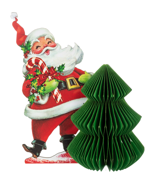 Honeycomb Santa with Tree Figure
