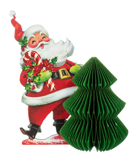 Honeycomb Santa with Tree Figure