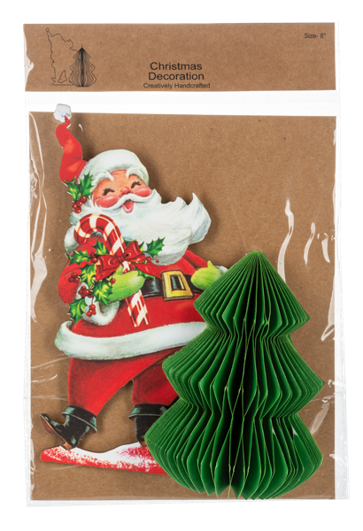 Honeycomb Santa with Tree Figure