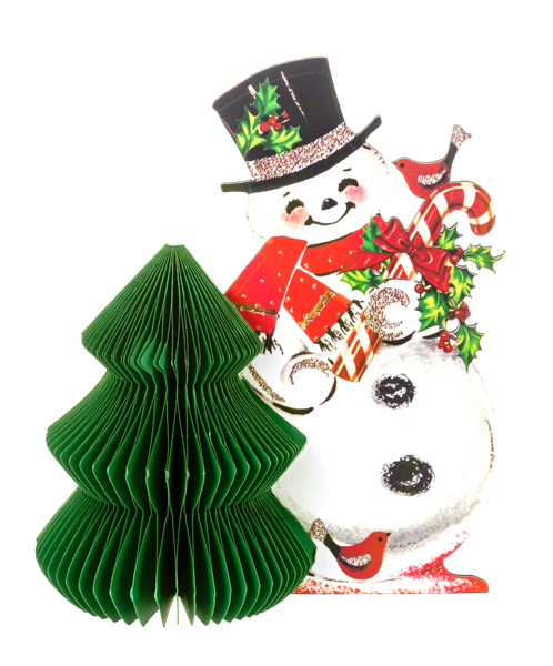 Honeycomb Snowman with Tree Figure