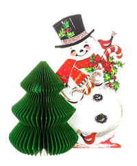 Honeycomb Snowman with Tree Figure