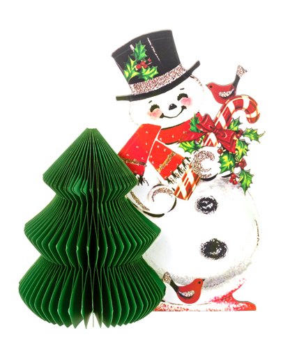 Honeycomb Snowman with Tree Figure
