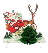 Honeycomb Santa with Sleigh Figure | Vintage Inspired
