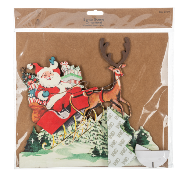 Honeycomb Santa with Sleigh Figure | Vintage Inspired