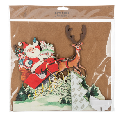 Honeycomb Santa with Sleigh Figure | Vintage Inspired