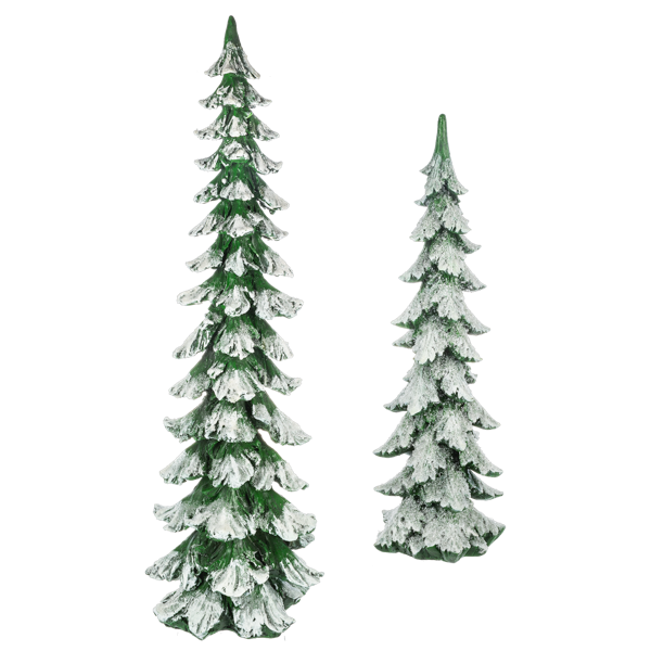 Snowy Pine Tree Figure | Set of 2