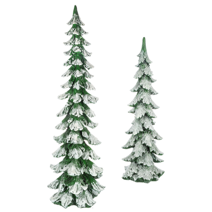 Snowy Pine Tree Figure | Set of 2